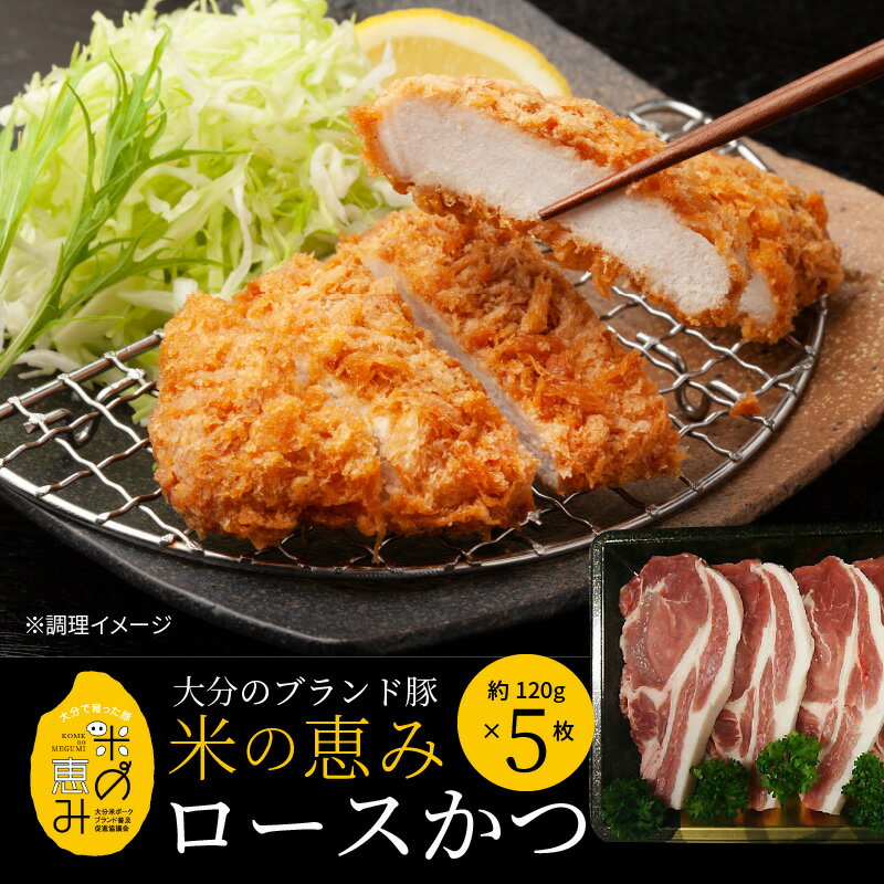 【ふるさと納税】豚 豚肉 お肉 米の恵み ロースかつ 約120g×5枚 とんかつ 国産 ブランド豚 ロース 精肉 冷凍 オレイン酸 食品 グルメ ギフト 贈答用 お取り寄せ お取り寄せグルメ 大分県 大分市 送料無料 A02011