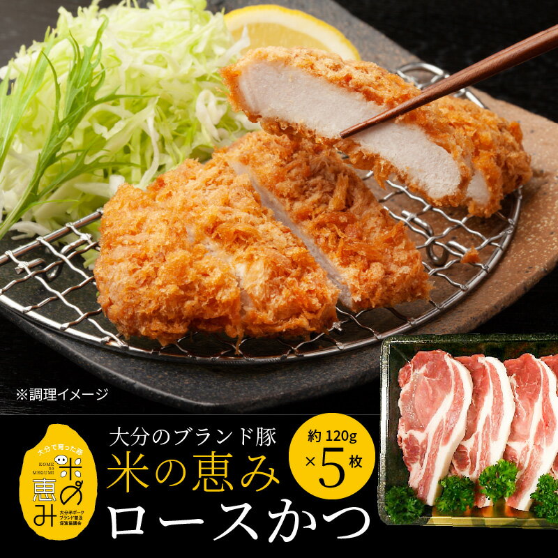 【ふるさと納税】豚 豚肉 お肉 米の恵み ロースかつ 約120g×5枚 とんかつ 国産 ブランド豚 ロース 精肉 冷凍 オレイン酸 食品 グルメ ギフト 贈答用 お取り寄せ お取り寄せグルメ 大分県 大分市 送料無料 A02011