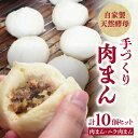 【ふるさと納税】 《レビューキャンペーン》自家製天然酵母 手づくり肉まんセット 2種類10個 国産 大分産 にら おかず ニラ 高菜 惣菜 豚まん 中華まん 食べ比べ 詰め合わせ 冷蔵 送料無料 おやつ お取り寄せ J07009