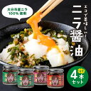 【ふるさと納税】エコで美味しい!「必然のニラ醤油」大分市産ニラ100%使用 味変4本セット にら 韮 まるごと 万能調味料 薬味 醤油漬け 食べ比べ セット 辛麺 ご飯 パスタ チャーハン 刺身 鍋 唐辛子 ピリ辛 卵かけご飯 納豆 SDGs 焼肉 K01030