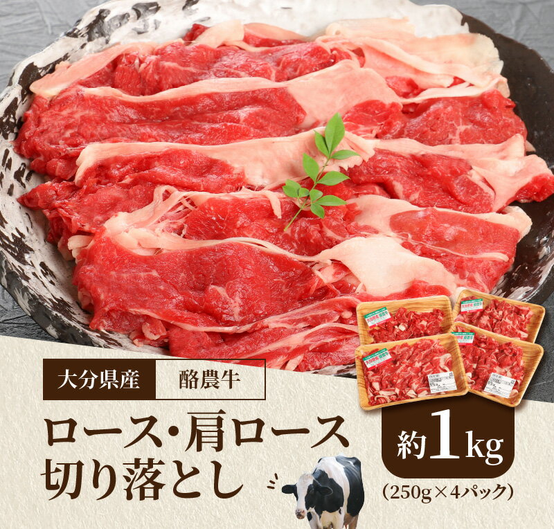 【ふるさと納税】牛肉 切り落とし 約 1.0kg ロース 肩ロース 大分県産 酪農牛