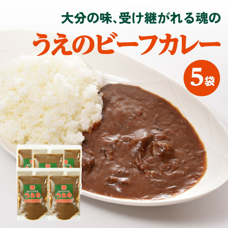 【ふるさと納税】大分の味 受け継がれる魂のうえのビーフカレー 5袋 カレーライス カレールー 欧風 カレー おおいた和牛 スパイシー シンプル 牛ホホ肉 化学調味料不使用 麻生醤油 味噌 原木干…