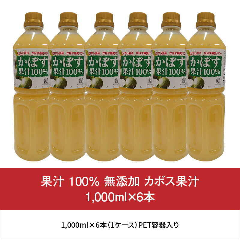 【ふるさと納税】大分県果汁 100％ 無添加 カボス果汁 1,000ml×6本 ペットボトル 大分県産 九州産 国産 かぼす 果実 さわやか 鍋 揚げ物 焼魚 焼酎 カクテル 無加水 万能 調味料 柑橘 まとめ買い ケース買い 常温 F10042