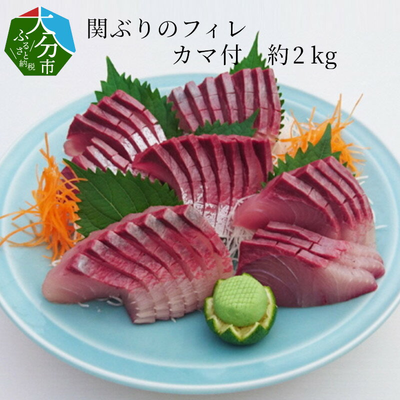 【ふるさと納税】関ぶりのフィレ（カマ付） 約2kg 国産 大分県産 天然ぶり 天然ブリ 関ブリ 鰤 ブランド魚 高級 プロトン凍結 新鮮 大容量 刺し身 刺身 焼き魚 煮物 冷凍 E04016