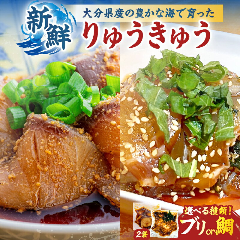 ≪選べる返礼品≫ りゅうきゅう セット ブリ 鯛 食品 加工品 海鮮 魚 魚介 漬け 郷土料理 名物 醤油だれ 小分け 簡単調理 便利 手軽 食事 おつまみ お酒の肴 2種類 濃い味 薄味 食べ比べ おすすめ プレゼント ギフト 贈り物 冷凍 大分県 別府市 送料無料