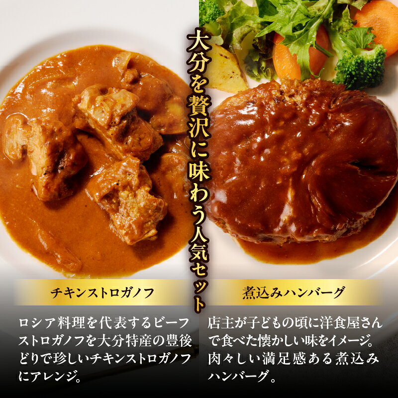 【ふるさと納税】百膳の夢 豊後鶏 ストロガノフ 豊後牛入り 煮込み ハンバーグ ギ...