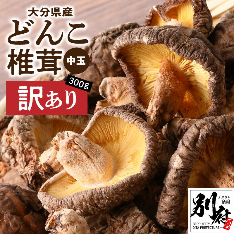 【ふるさと納税】訳あり 中玉 どんこ椎茸 300g 大分県産 肉厚 原木栽培 干し椎茸 しいたけ 国産 きのこ 出汁 煮物 鍋 茶碗蒸し 炒め物 食品 食材 料理 調理 ご飯 きのこ料理 お取り寄せ グルメ 送料無料