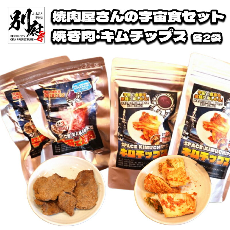 焼肉屋さん 宇宙食 セット 焼き肉 キムチップス 各2袋 保存食 食品 加工品 牛肉 野菜 キムチ おつまみ おやつ 小分け フリーズドライ 詰め合わせ お取り寄せ グルメ おすすめ おすそ分け 大分県 別府市 送料無料