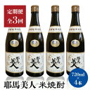 【ふるさと納税】【定期便3回】「耶馬美人」720ml 25度 米 4本セット | お酒 耶馬美人 日本酒 地酒 焼酎 米焼酎 4本 セット 酒 アルコール 一升瓶 定期 定期便 大分県 中津市