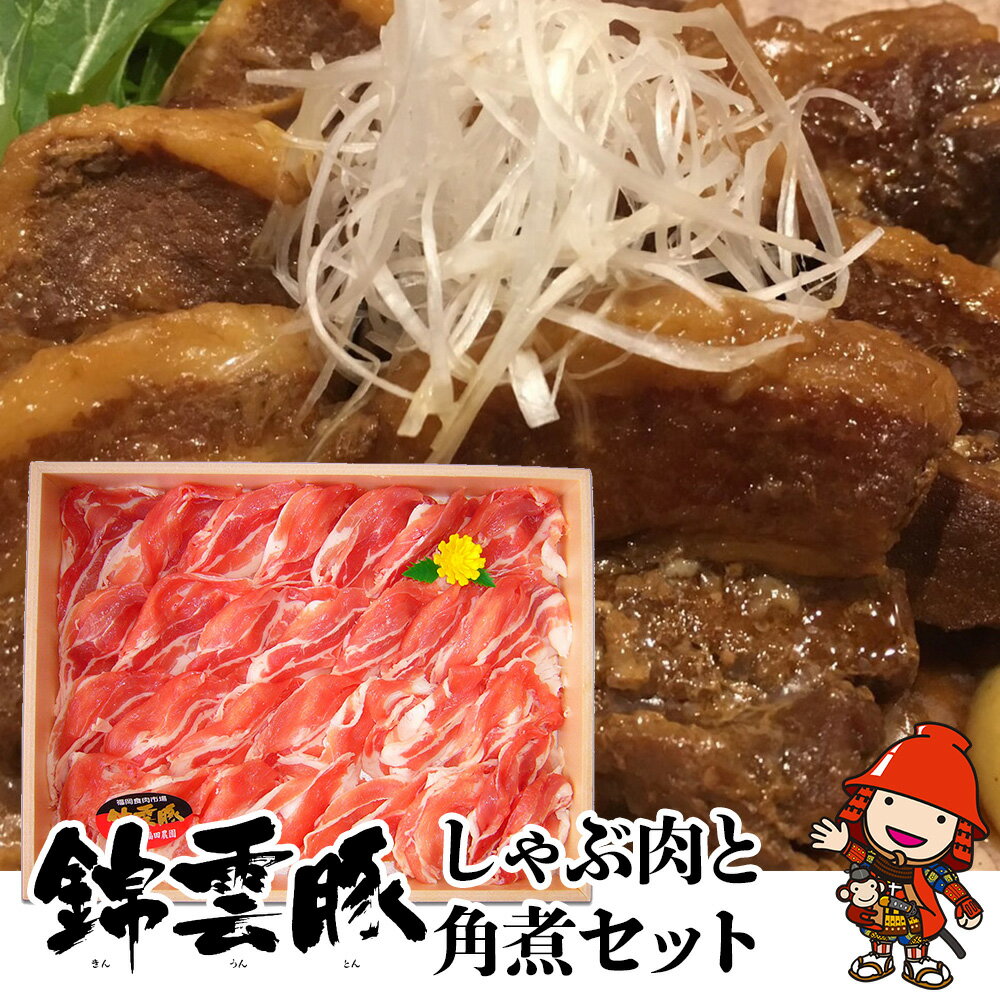 【ふるさと納税】錦雲豚しゃぶ肉と角煮セット 豚肉 しゃぶしゃぶ肉 豚バラ ロース 豚の角煮 福田農園 くうとん きんうんとん ブランド豚 大分県産 九州産 中津市 国産 送料無料／熨斗対応可 お…