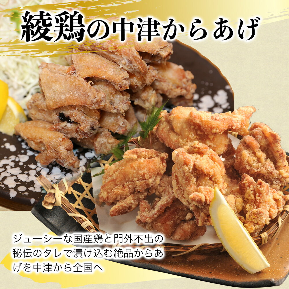 【ふるさと納税】中津からあげ 綾鶏 もも500g ・手羽中350g(合計850g) 家庭調理 中津からあげ 唐揚げ からあげ から揚げ 弁当 おかず お惣菜 おつまみ 大分県 中津市／熨斗対応可 お歳暮 お中元 など 2