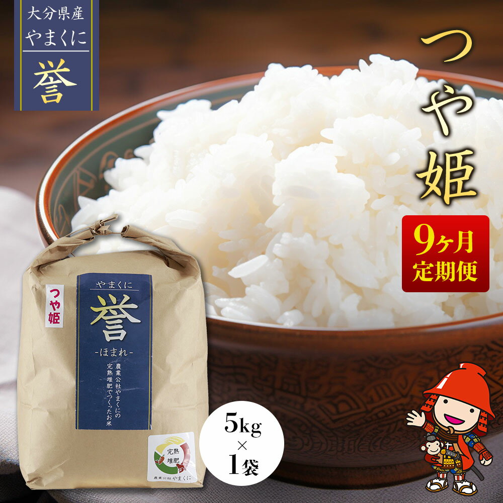 【ふるさと納税】【寄附使途限定】【9ヶ月定期便】九州米・食味コンクール最優秀賞受賞 大分県中津産やまくに誉 つや姫 5kg×1袋 (毎月1回) | お米 米 おこめ こめ 精米 白米 5キロ ご飯 九州産 国産 国産米 大分県米 九州米 定期 定期便 9回定期便 大分県 中津市