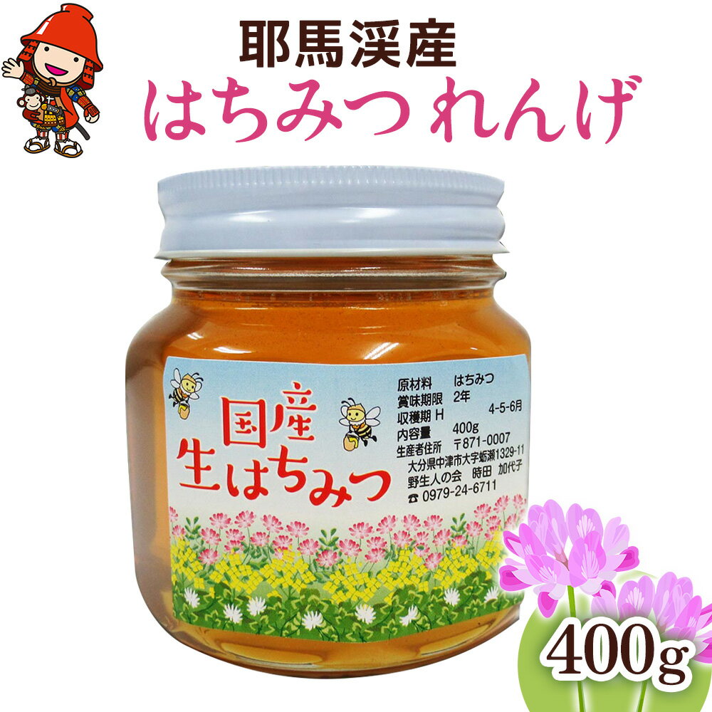 【ふるさと納税】中津・耶馬渓のはちみつ れんげ400g×1瓶 時田養蜂場 国産 蜂蜜 ハチミツ レンゲ 蓮華 大分県産 九州産 中津市 国産 送料無料／熨斗対応可 お歳暮 お中元 など