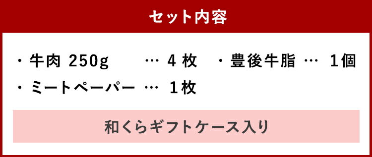 【ふるさと納税】和くら特選牛（豊後牛）1kg 牛肉 250g×4枚 豊後牛 牛肉 セット ステーキ ギフトケース お祝 記念日 誕生日 ギフト 贈り物 送料無料