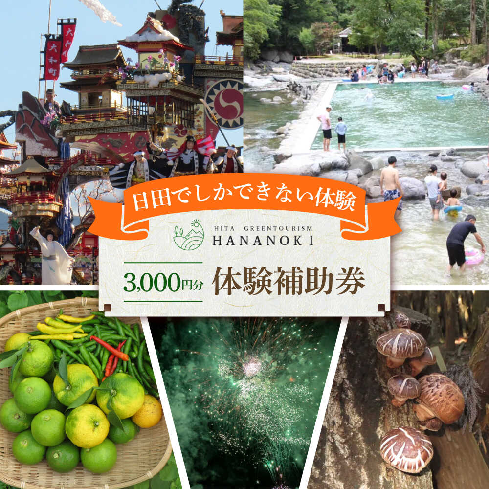楽天大分県日田市【ふるさと納税】【日田を満喫体験】選べる！思い出に残る体験チケット補助券（3,000円分）　日田市 / 日田グリーンツーリズム花の木 トラベル 旅行 体験チケット[ARFM005]