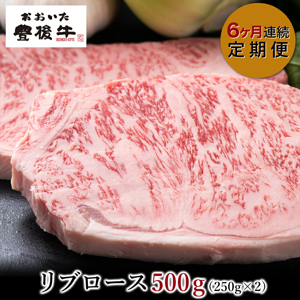 【6ヶ月連続定期便】おおいた豊後牛 リブロースステーキ 250g×2枚 500g 6回 総合計12枚 総合計3kg リブロース ステーキ 牛肉 肉 和牛 豊後牛 A4 A5 ランク 国産 大分県産 冷凍配送 送料無料