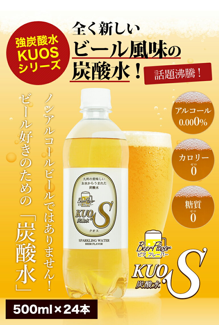 【ふるさと納税】炭酸水 クオス ビアフレーバー 500ml 24本 1箱 KUOS 強炭酸水 炭酸水フレーバー 水 天然水 ミネラルウォーター 炭酸 九州 国産 採水地保証 日田 送料無料