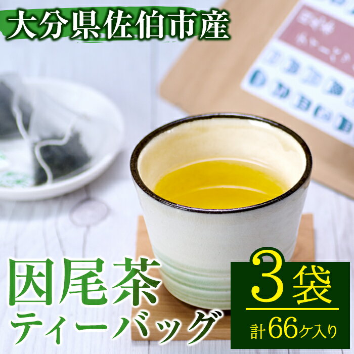 3位! 口コミ数「1件」評価「5」因尾茶 ティーバッグ (計66個・22個入×3袋) お茶 緑茶 茶 煎茶 ティーバッグ 釜炒り 因尾茶 特産品 お取り寄せ 大分県 佐伯市【･･･ 