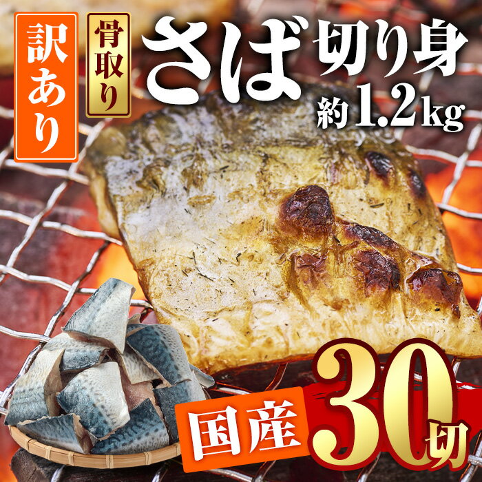 [訳あり・業務用]さば 切り身(約1.2kg・40g前後×30切)セット 冷凍 国産 切身 魚 海鮮 おかず 骨抜き 骨なし 骨取り 鯖 お弁当 惣菜 簡単調理 無塩フライ 塩焼き 味噌煮 大分県 佐伯市[AQ88][株式会社 やまろ渡邉]