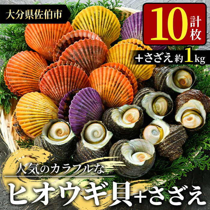 【ふるさと納税】ヒオウギ貝(10枚)とサザエ(約1kg) 魚介 貝 ヒオウギ貝 ひおうぎ貝 サザエ さざえ 栄螺 酒蒸し 網焼き バター焼き バーベキュー 獲れたて 冷蔵 海の直売所 大分県 佐伯市【AS120】【海べ (株)】のサムネイル