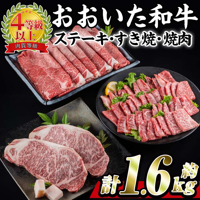 22位! 口コミ数「0件」評価「0」おおいた 和牛 3種 セット (合計1.66kg・サーロインステーキ180g×2枚・ウデ肉700g・焼肉300g×2P) 国産 豊後牛 BB･･･ 