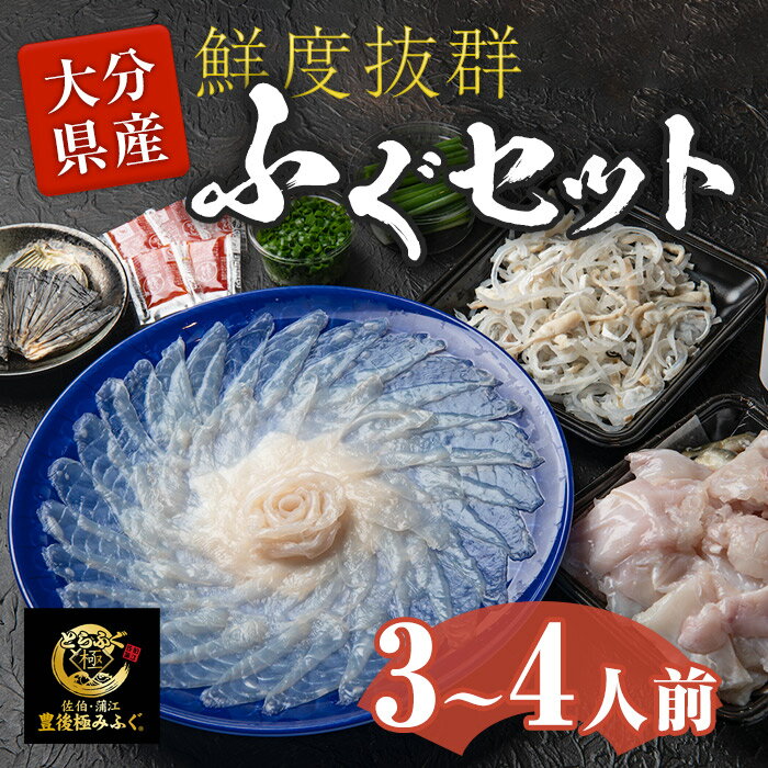 【ふるさと納税】ふぐ養殖漁師が調理「鮮度抜群・ふぐセット　3～4人前」【着日指定必須】