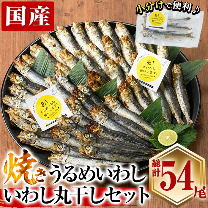 焼き うるめいわし 丸干し・焼き いわし 丸干し セット(総計54尾) 焼いてますシリーズ 小分け 国産 冷凍 国産 魚 海鮮 おつまみ おかず 惣菜 簡単調理 大分県 佐伯市【DL25】【鶴見食賓館】