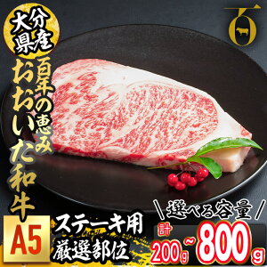 【ふるさと納税】<内容量が選べる>百年の恵み おおいた和牛 A5 ステーキ用 厳選部位 (計200g・計400g・計800g) 国産 牛肉 肉 霜降り ロース 肩ロース サーロイン 和牛 ブランド牛 ステーキ 冷凍 1枚 2枚 4枚 【FS06・FS07・FS08】【 (株)トキハインダストリー】