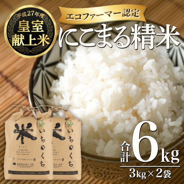 [令和5年産] 皇室献上米 にこまる精米 (計6kg・3kg×2袋) 米 精米 白米 おにぎり ごはん 大分県産 小分け 大分県 佐伯市 [FY001][ (農)王冠]