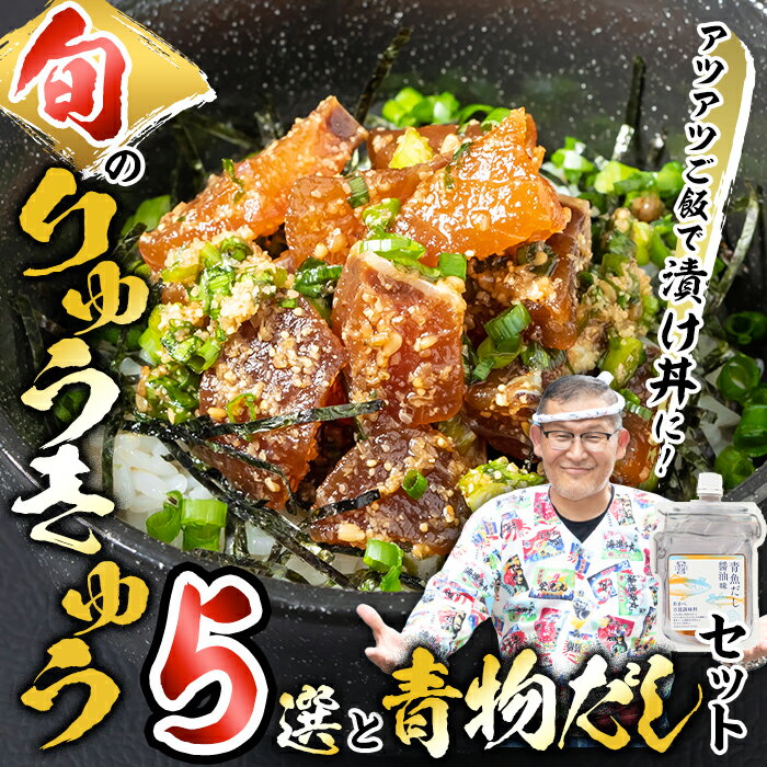 大将の今日のおすすめ!「旬の鮮魚りゅうきゅう5選と青物だし1個セット」詰め合わせ 魚 海鮮 簡単 りゅうきゅう 漬け丼 お茶漬け だし茶漬け 醤油 調味料 加工品 大分県 佐伯市 [GA003][ポートラインサービス (有)]