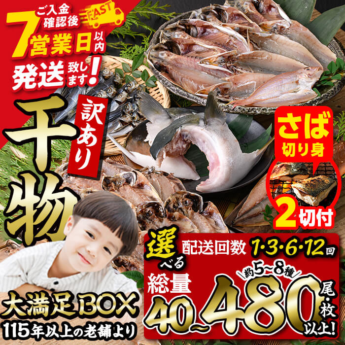 【ふるさと納税】 \レビュー満足度約94%/ 【期間限定・さば切り身2切付】訳あり 干物 大満足BOX (総量40枚〜480枚・約5〜8種) スピード発送 訳あ...