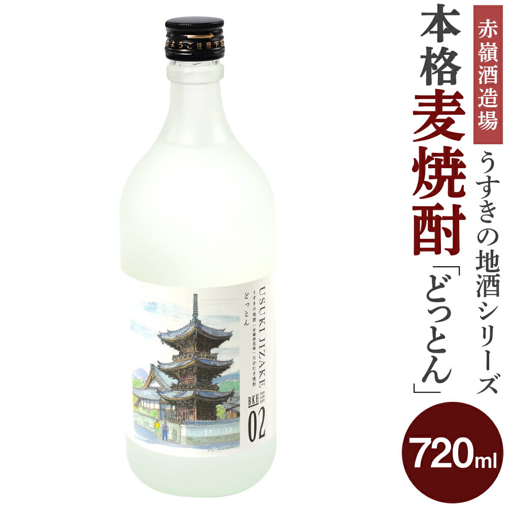 【ふるさと納税】【豊後感動本舗】うすきの地酒シリーズ BKH02 赤嶺酒造場「どっとん」720ml 1本 お酒 地酒 本格 麦焼酎 焼酎 USUKI JIZAKE 玉田信之氏 絵画作品モチーフ パッケージ 龍原寺三重塔 大分県 臼杵市送料無料