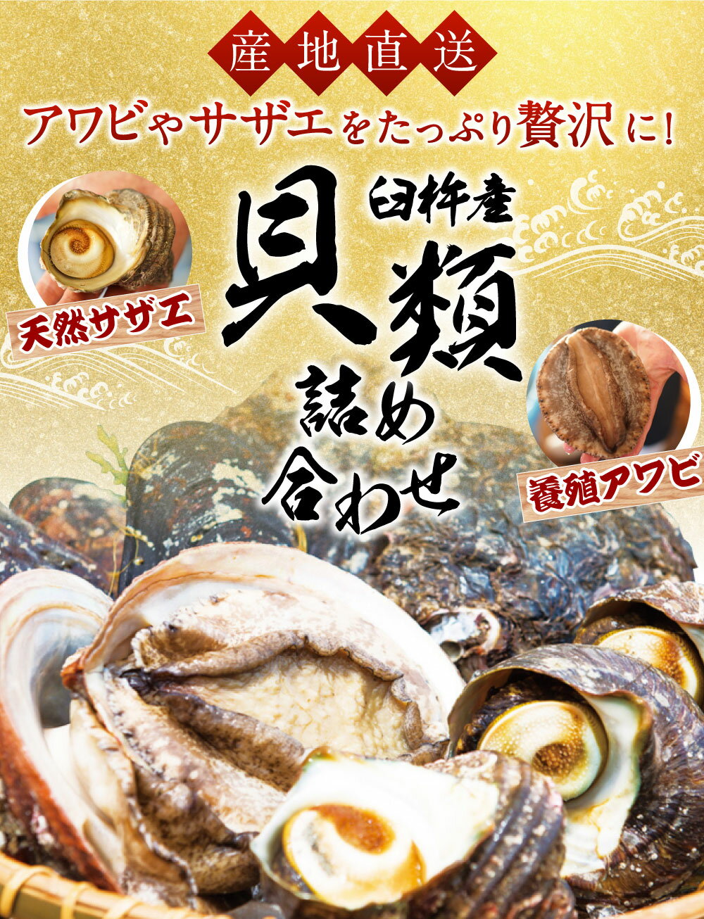 【ふるさと納税】臼杵産 貝類 詰め合わせ 天然サザエ 養殖アワビ ムール貝 産地直送 魚介 魚介類 詰め合わせ 食べ比べ 新鮮 特産品 国産 刺身 つぼ焼き バター焼き お取り寄せ 送料無料 2