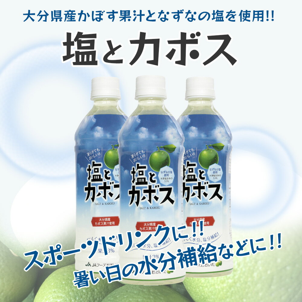 【ふるさと納税】塩とカボス 495ml×24本 かぼすジュース カボスドリンク 飲料 スポーツドリンク 大分県産 九州産 津久見市 国産 送料無料