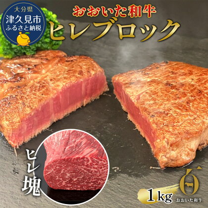 おおいた和牛 ヒレブロック約1kg 和牛 豊後牛 国産牛 赤身肉 焼き肉 焼肉 大分県産 九州産 津久見市 国産 送料無料