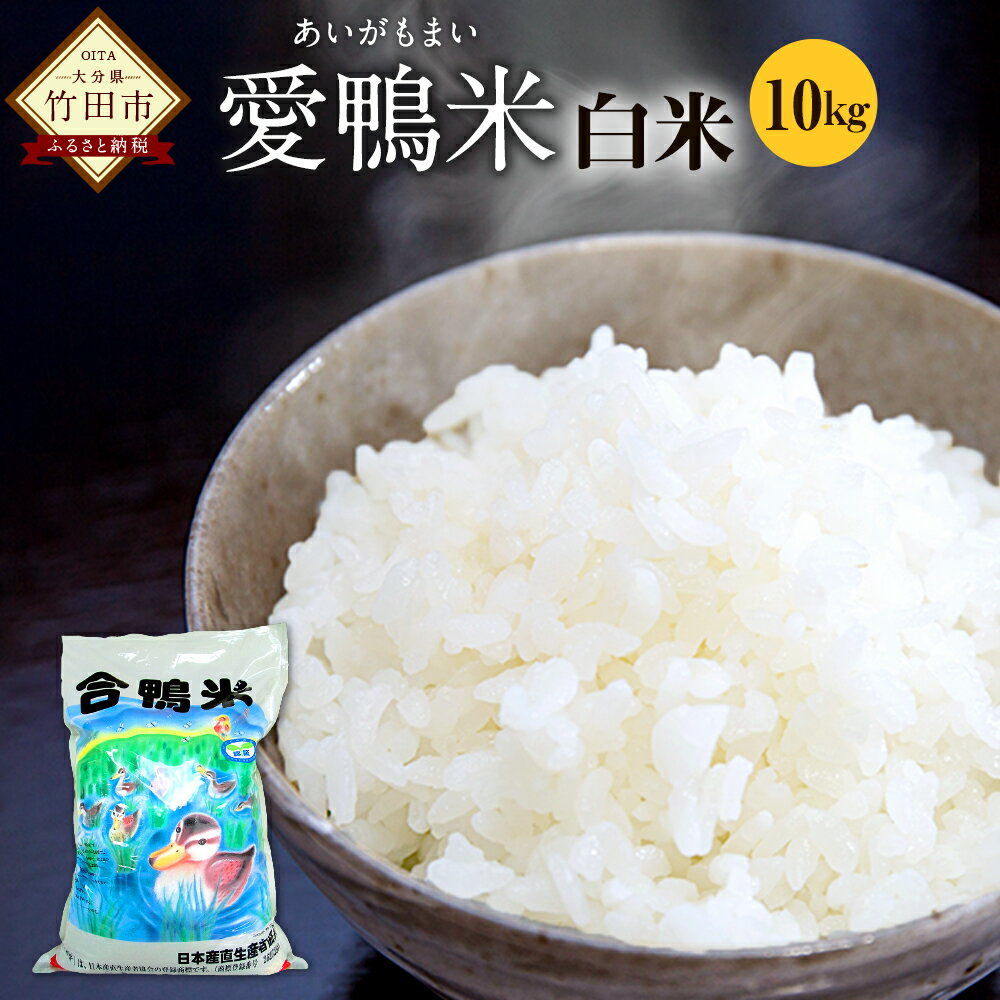 【ふるさと納税】令和2年産 愛鴨米 白米 10kg 送料無料 無農薬 ヒノヒカリ う...