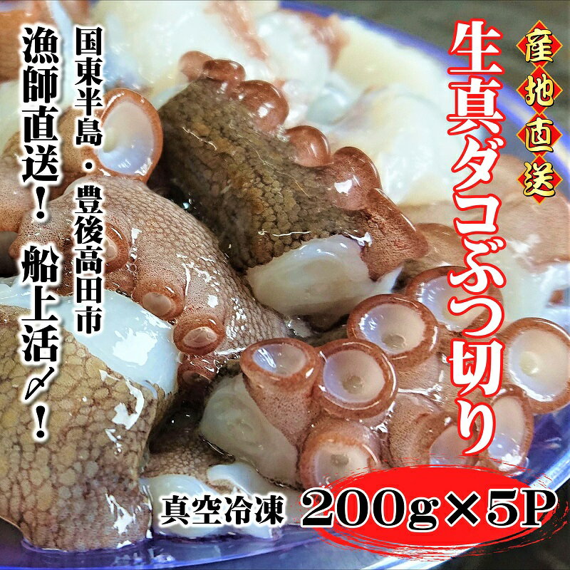 【ふるさと納税】船上活締め！！生真ダコ ぶつ切り 200g×5P 新鮮 マダコ ぶつ切り 冷凍 タコ たこ 真蛸 なま 活き締め 真空パック 小分け