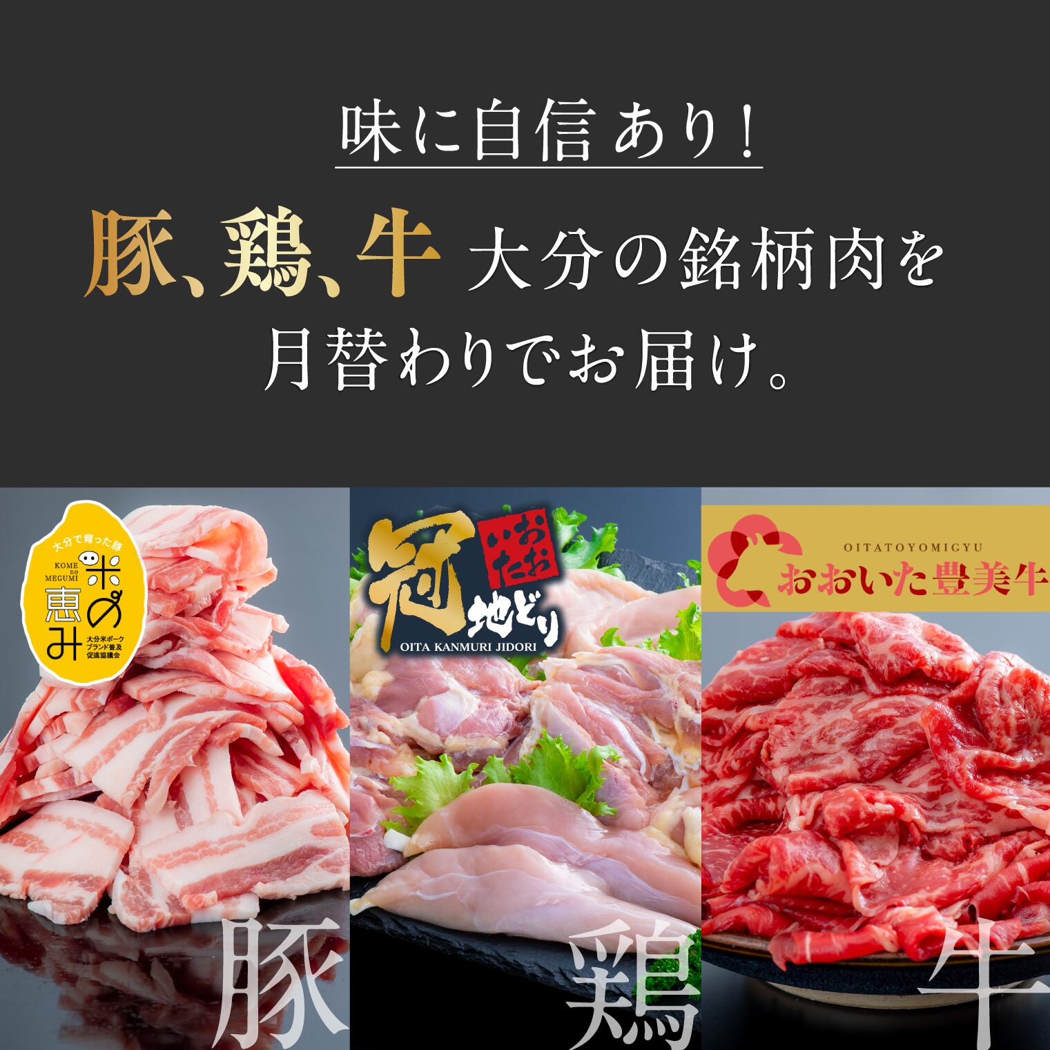 【ふるさと納税】【牛・豚・鶏】肉 の 定期便 年3回 牛肉 豚肉 鶏肉 国産 大分県産 ブランド肉