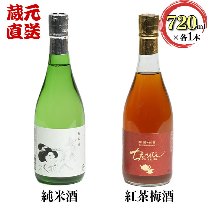 智恵美人純米酒+ちえびじん紅茶梅酒のセット【中野酒造】 日本酒 飲み比べ べにふうき 和紅茶 ギフト 贈答 ＜110-016_5＞