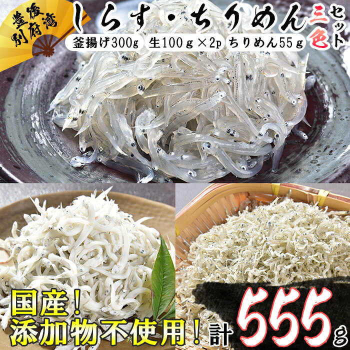 【ふるさと納税】国産！添加物不使用！豊後別府湾産しらす・ちりめん 3色セット＜108-035_5＞