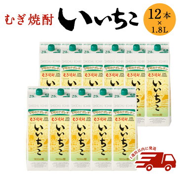 【ふるさと納税】いいちこパック25度 1800ml 12本 焼酎 麦焼酎 紙パック焼酎 お酒 アルコール ロック 水割り 炭酸割 常温 大分県 宇佐市【スピード発送】送料無料