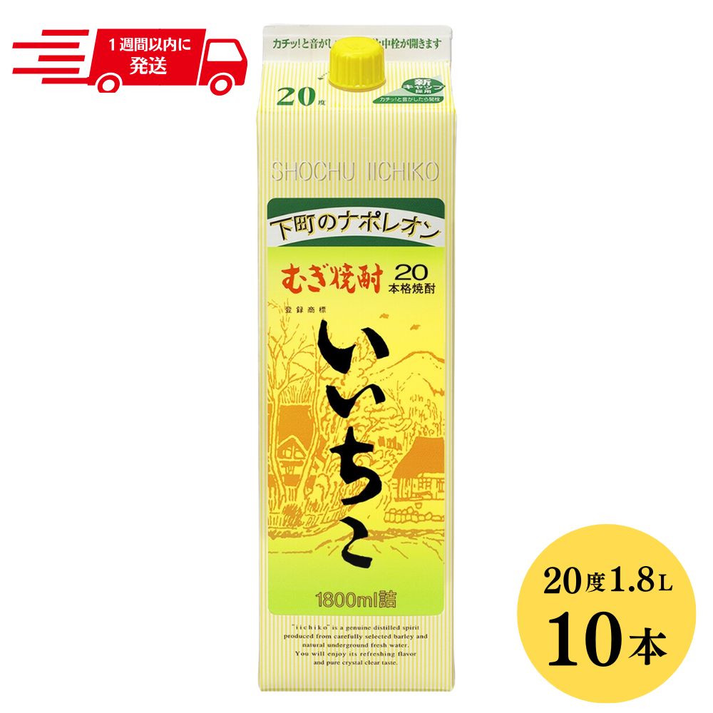 楽天大分県宇佐市【ふるさと納税】いいちこ 20度 パック（計18L・1.8L×10本）酒 お酒 むぎ焼酎 1800ml 麦焼酎 常温 いいちこ 三和酒類 紙パック【107304700】【時枝酒店】