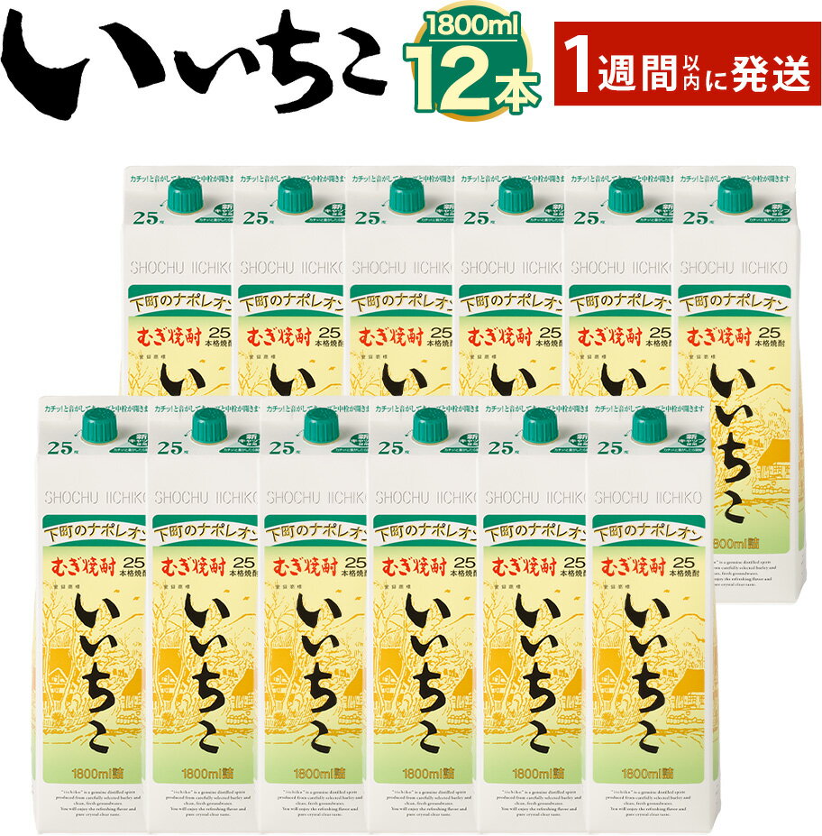 【ふるさと納税】いいちこパック25度 1800ml 12本 焼酎 麦焼酎 紙パック お酒 アルコール 本格焼酎 家飲み お湯割り 水割り 炭酸割り ロック ハイボール いいちこ 三和酒類 日本一 大分県 宇佐市【スピード発送】送料無料 【F79】･･･