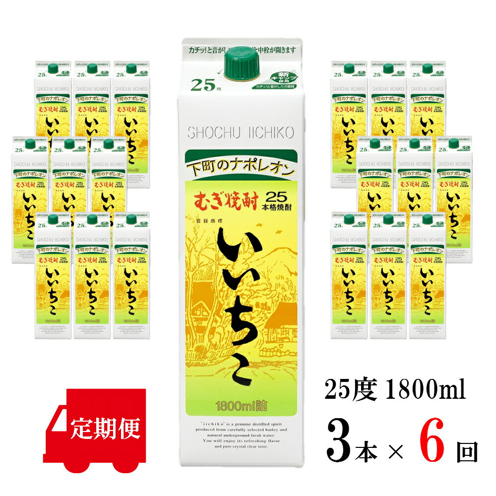 【ふるさと納税】【定期便】 いいちこ 25度 1800ml 3本×6回 麦焼酎 焼酎 送料無料