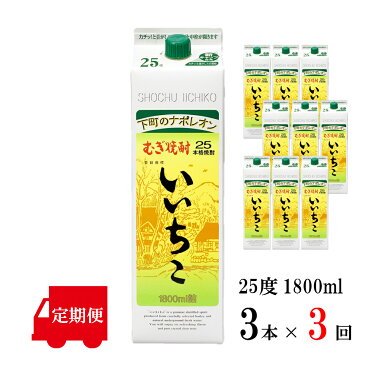 【ふるさと納税】【定期便】 いいちこ 25度 1800ml 3本×3回 麦焼酎 焼酎 送料無料