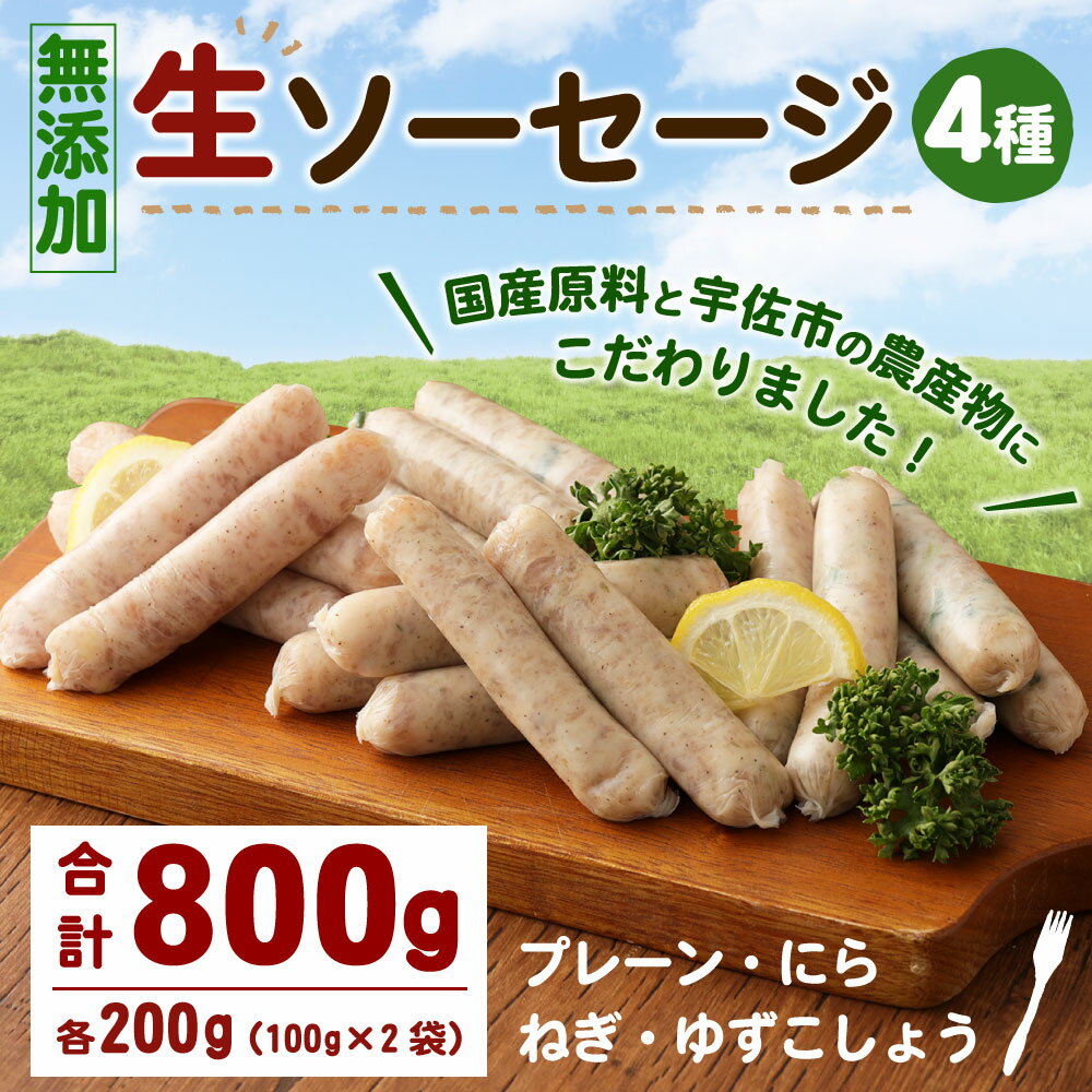 【ふるさと納税】無添加生ソーセージ(合計800g・4種)国産 ソーセージ 惣菜 おかず お弁当 おつまみ 小分け セット【102000200】【サンセイ　安心院ソーセージ】