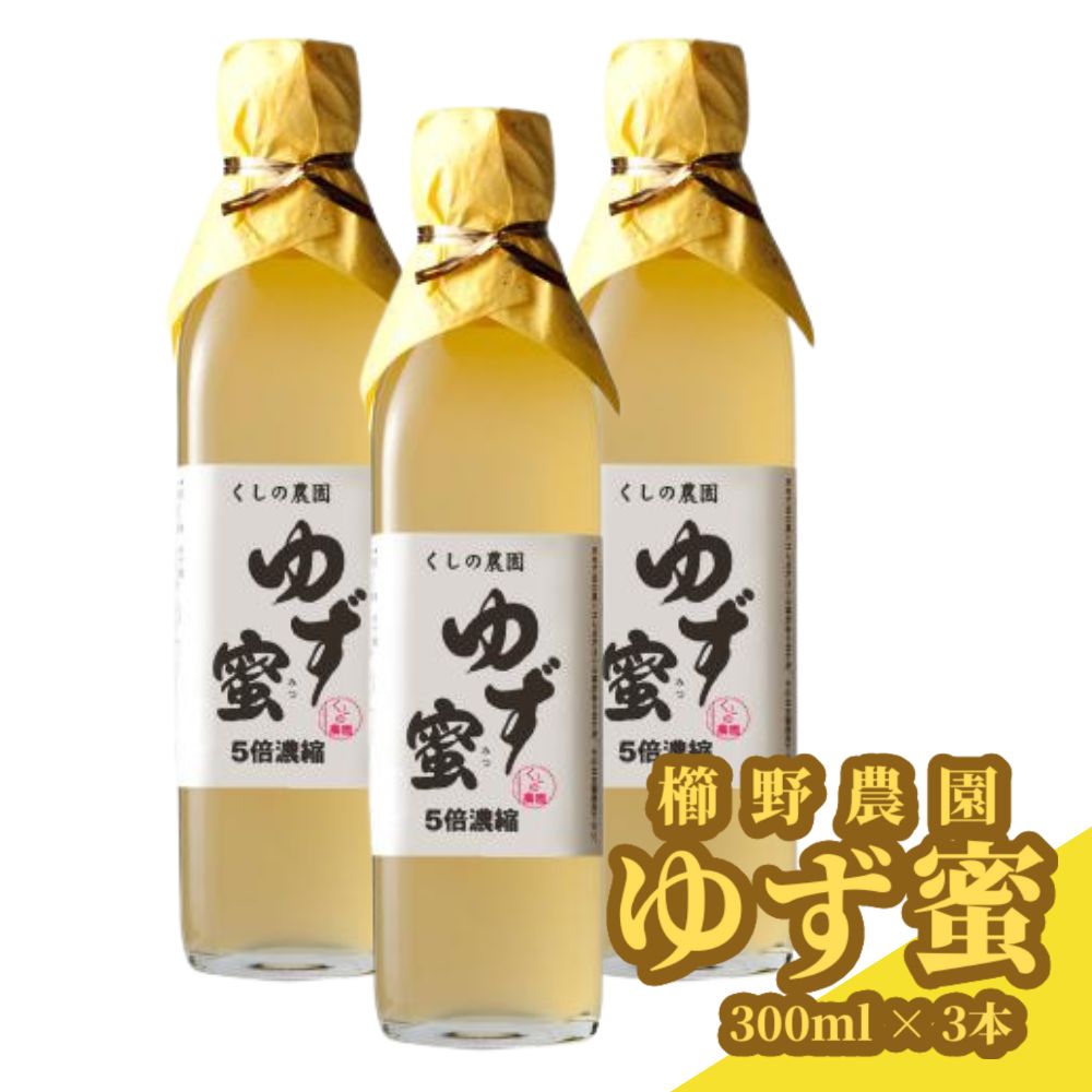 ゆず蜜セット(計900ml・300ml×3本)ゆず 柚子 自家製 果汁100% はちみつ 蜂蜜 大分県産 セット[100600100][櫛野農園]