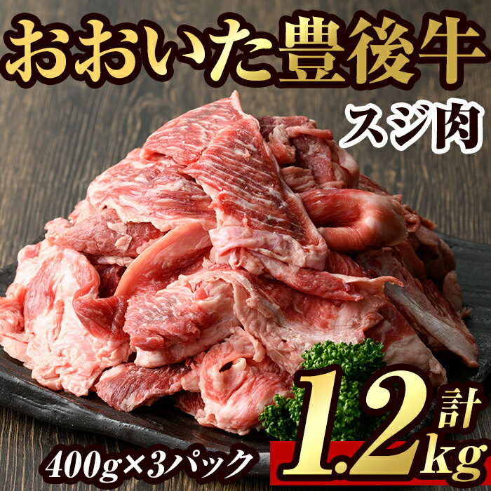 【ふるさと納税】豊後牛 スジ肉 計1.2kg・400g 3個 牛肉 お肉 牛スジ 煮込み パック 冷凍 和牛 国産 大分県産 【106400300】【まるひで】