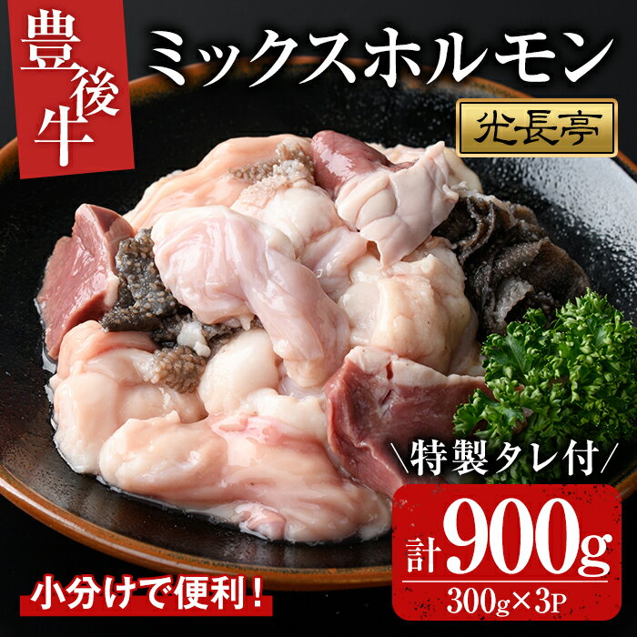 豊後牛 ミックスホルモンセット 光長亭 特製タレ付(計900g+250ml)牛肉 お肉 ホルモン センマイ ハツ 焼肉のたれ[109900500][ショッピングストアー光長]