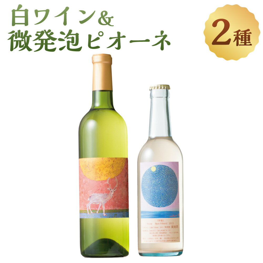 白ワイン&微発泡ピオーネ(合計1.05L・2本)ワイン 白ワイン 酒 お酒 甘口 甘口ワイン アルコール 微発泡 ピオーネ ぶどう 葡萄 安心院産 飲み比べ セット[100800900][百笑一喜]